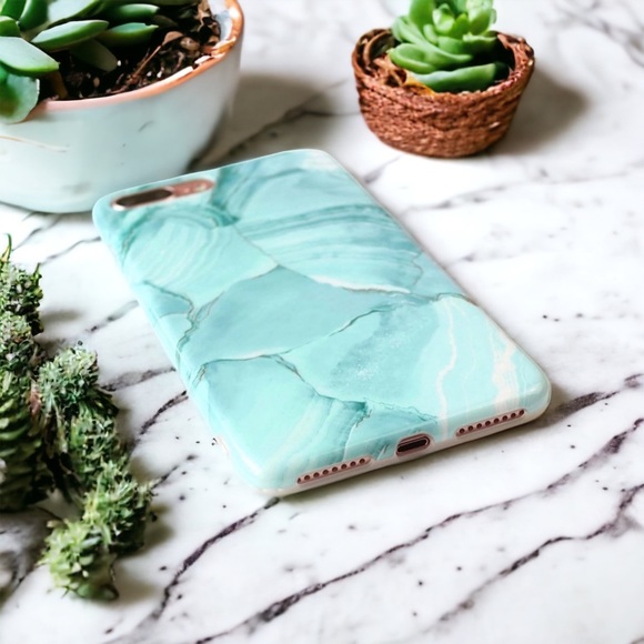 NEW iPhone 7+/8+ Green Marble Stone IMD Soft Case - Picture 3 of 4